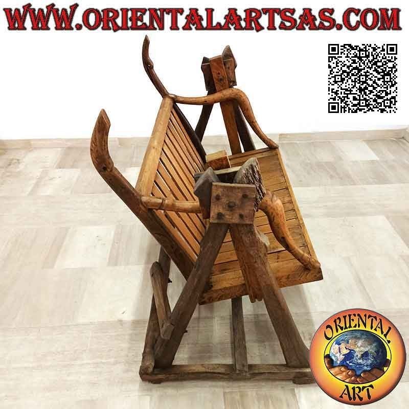 Columpio de jardín en madera de teca maciza antigua (vehículos agrícolas reciclados)