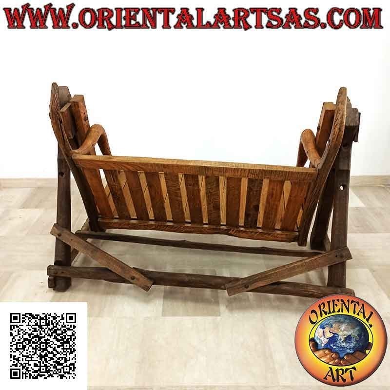 Columpio de jardín en madera de teca maciza antigua (vehículos agrícolas reciclados)