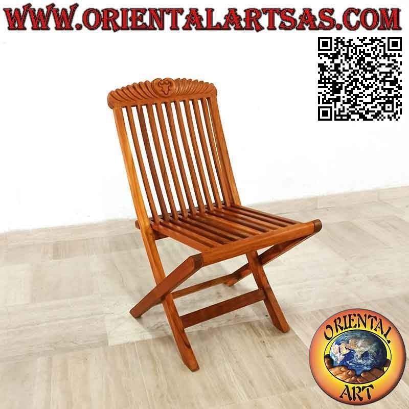 Folding chair with imperial decoration carved in teak wood