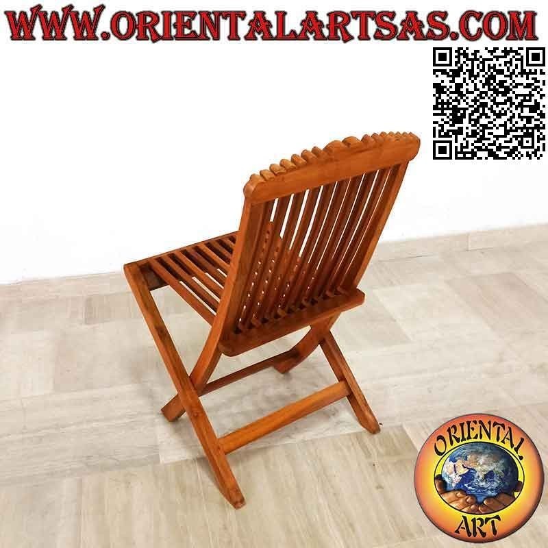 Folding chair with imperial decoration carved in teak wood