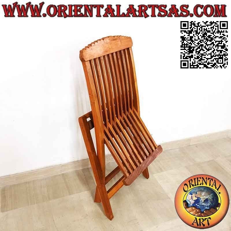 Folding chair with imperial decoration carved in teak wood