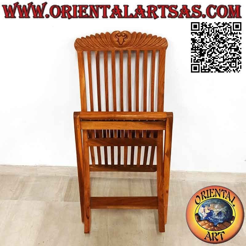 Folding chair with imperial decoration carved in teak wood