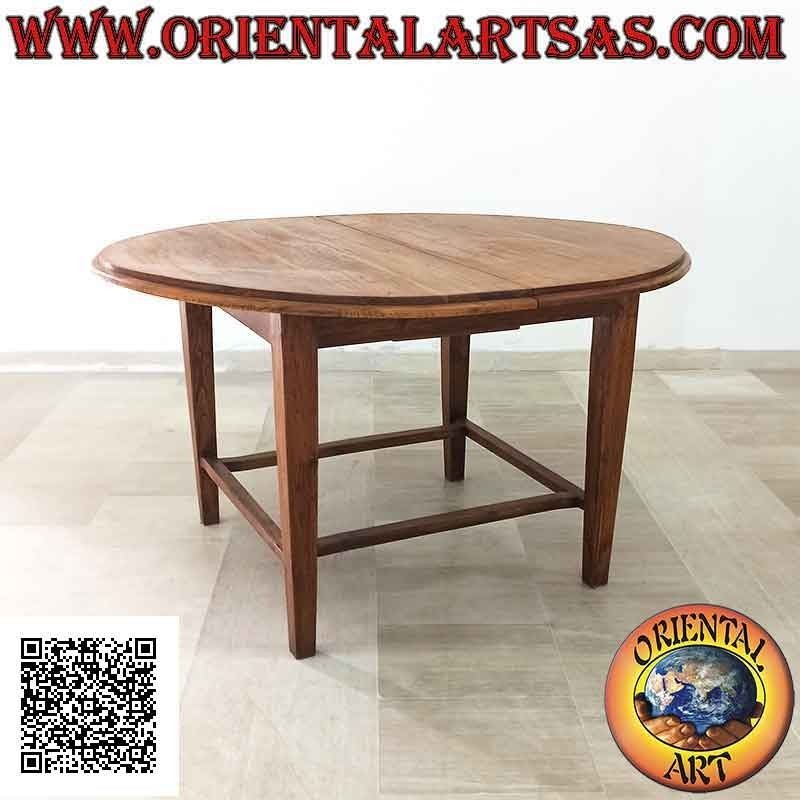 Table ovale extensible à quatre pieds joints en bois de teck (130 x 148 cm)