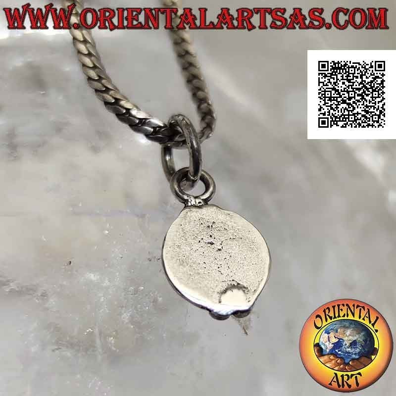 Colgante de plata con pasta de turquesa cabujón redondo y un par de bolas arriba y abajo