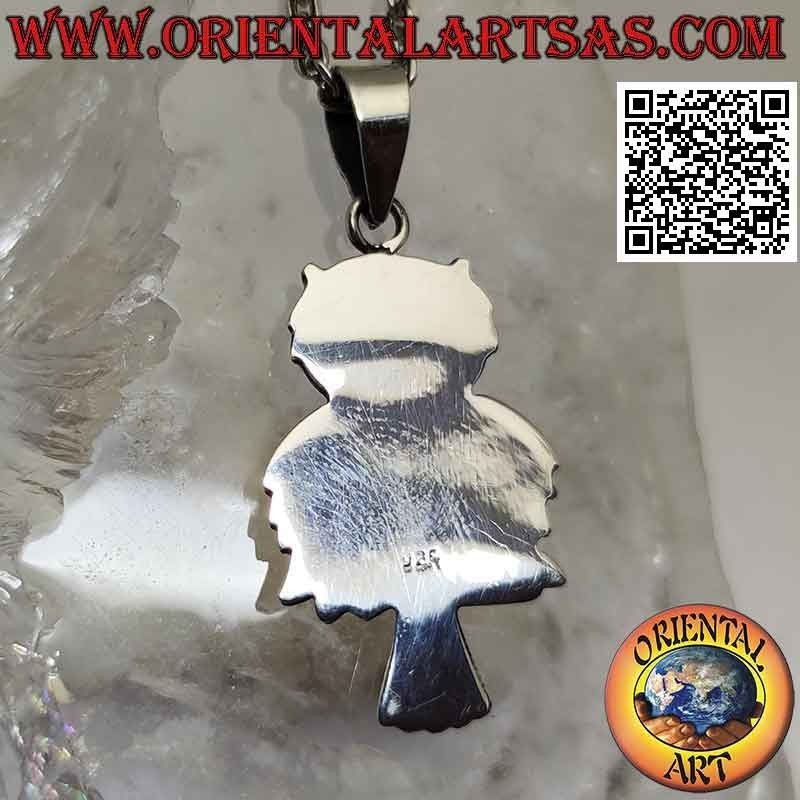 Colgante de plata, el búho en la rama delantera (grande)