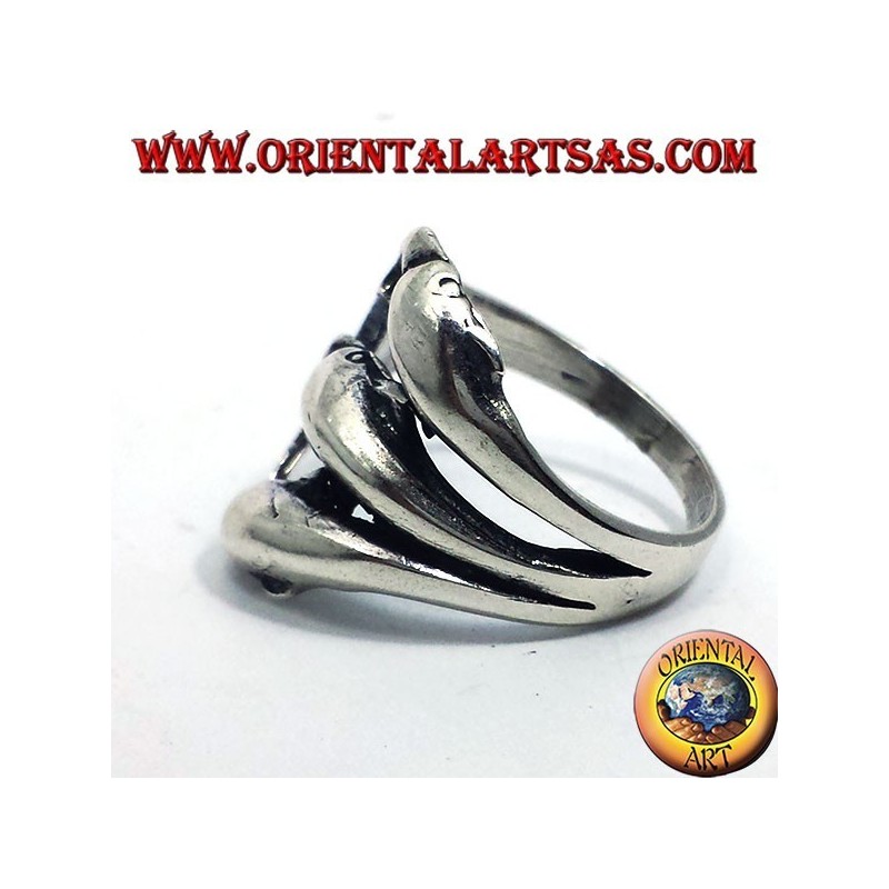 Silber Ring, drei Delphine