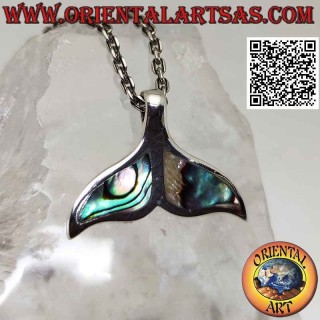 Flacher Walschwanz-Silberanhänger mit Paua-Muschel