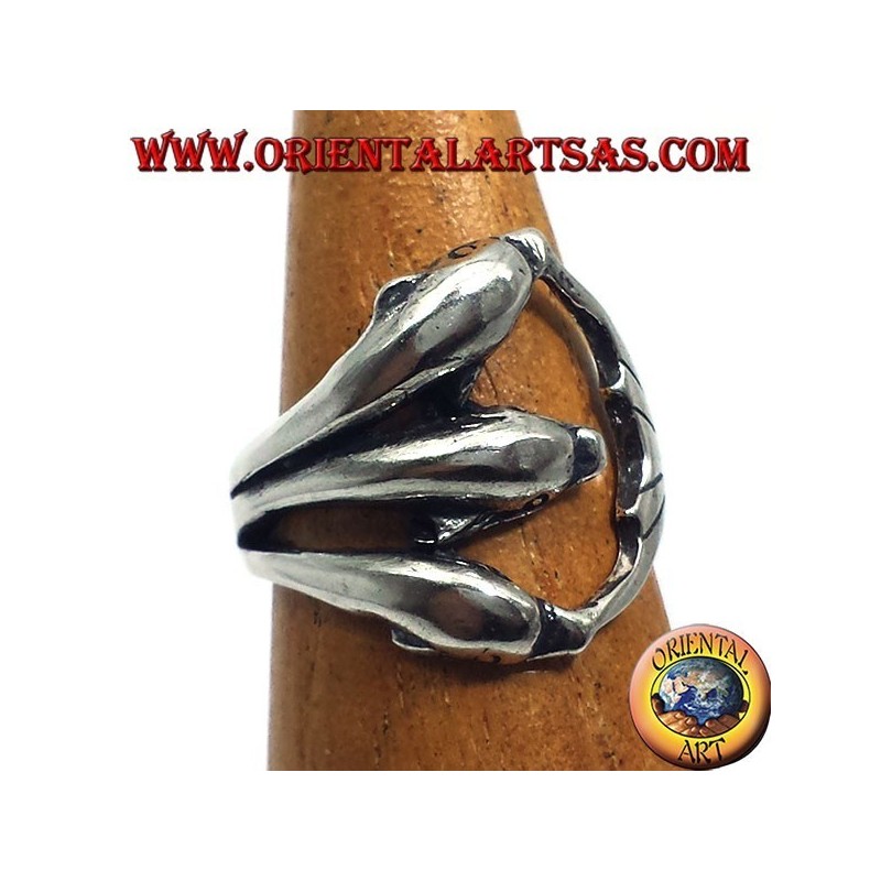 Silver ring, three dolphins