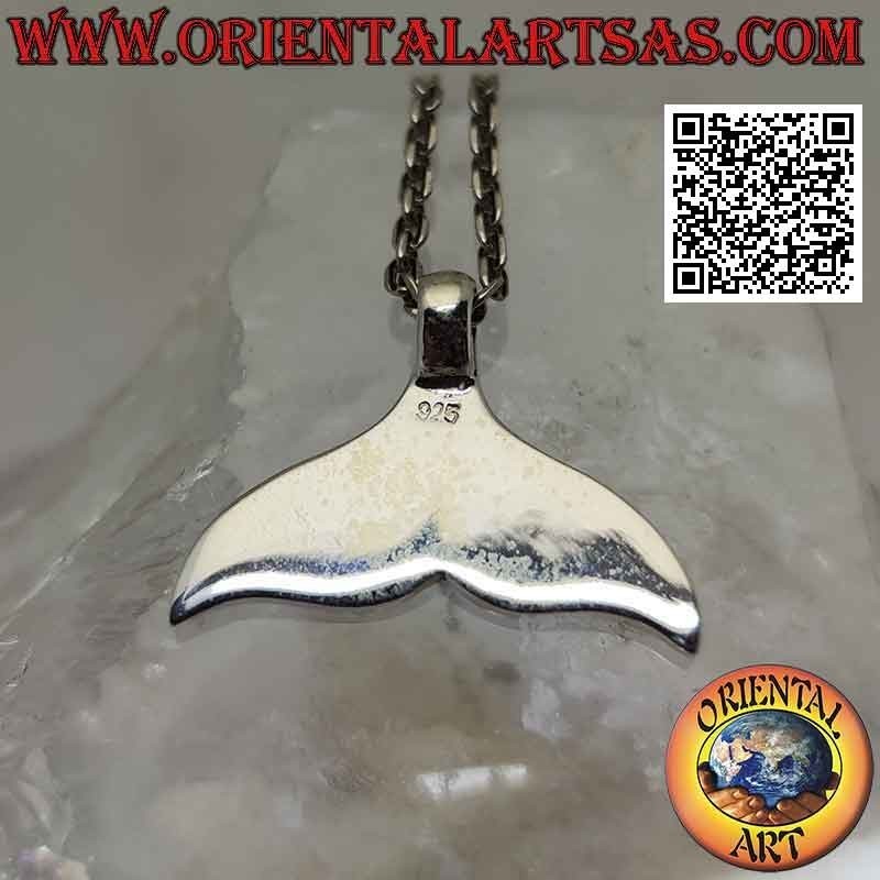 Flat whale tail silver pendant with paua shell