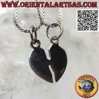 Pendentif double en argent, plat "sweet half" coeur brisé lisse