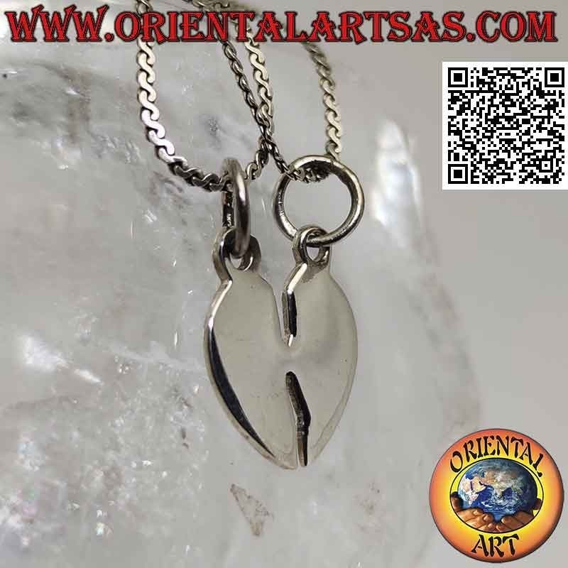 Pendentif double en argent, plat "sweet half" coeur brisé lisse