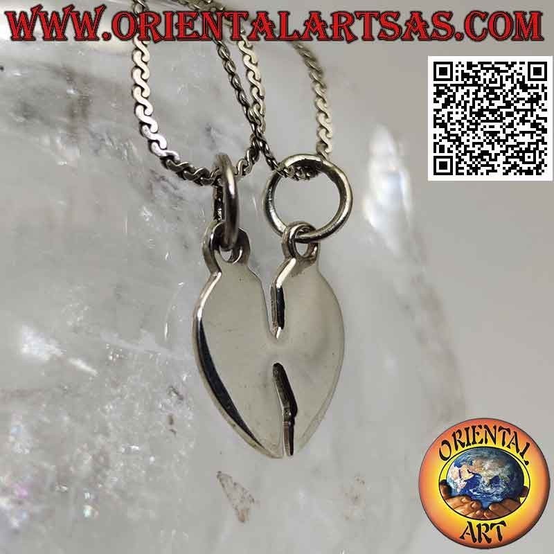 Pendentif double en argent, plat "sweet half" coeur brisé lisse
