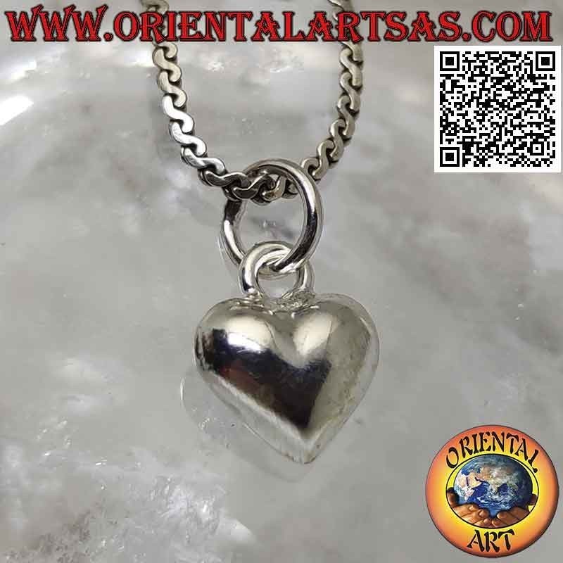 Silver pendant, small rounded smooth heart (fine hook)
