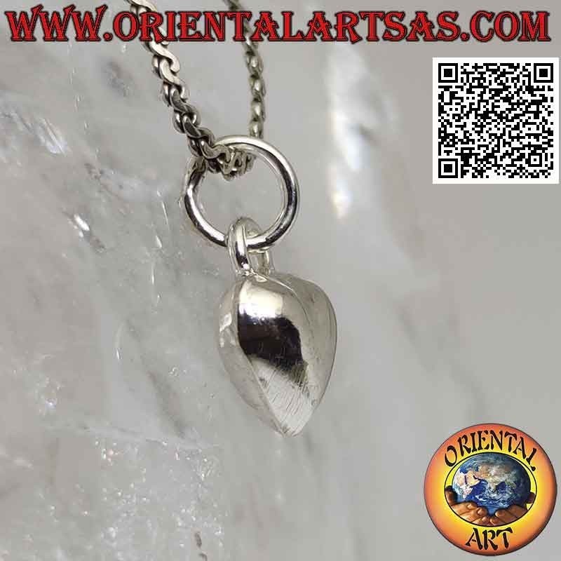 Pendentif en argent, petit coeur lisse arrondi (crochet fin)