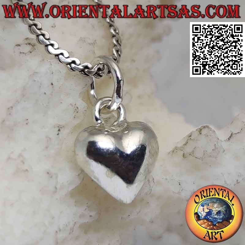 Silver pendant, small rounded smooth heart (fine hook)
