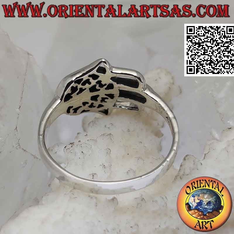 Anello in argento con mano di Fatima orizzontale traforata