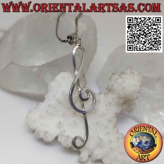 Colgante de plata, clave de sol o clave de sol alargada