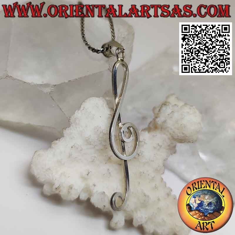 Colgante de plata, clave de sol o clave de sol alargada