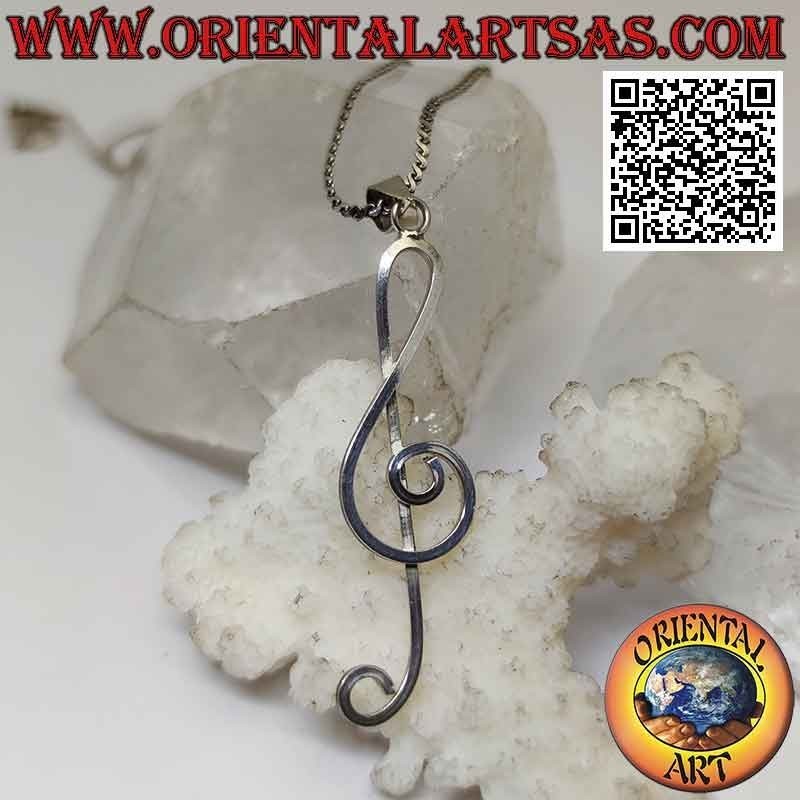 Colgante de plata, clave de sol o clave de sol alargada