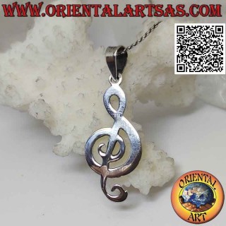 Colgante de plata, clave de sol o clave de sol gruesa plana