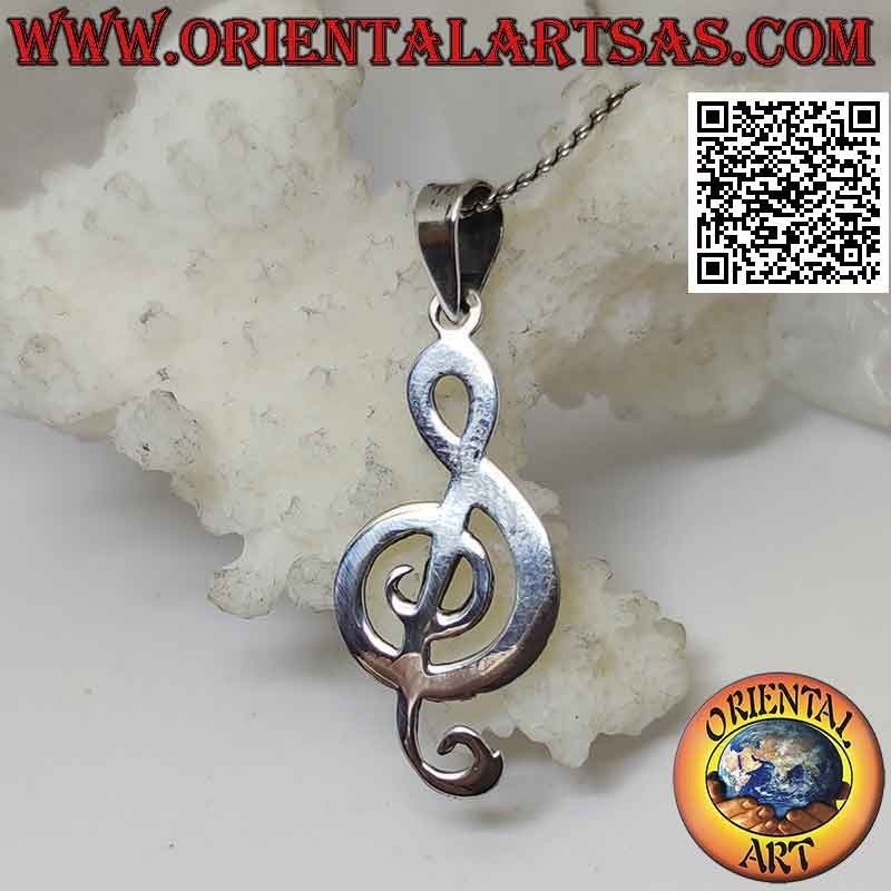 Colgante de plata, clave de sol o clave de sol gruesa plana