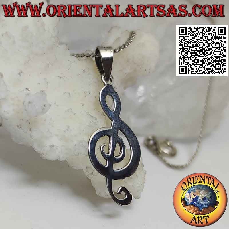 Colgante de plata, clave de sol o clave de sol gruesa plana