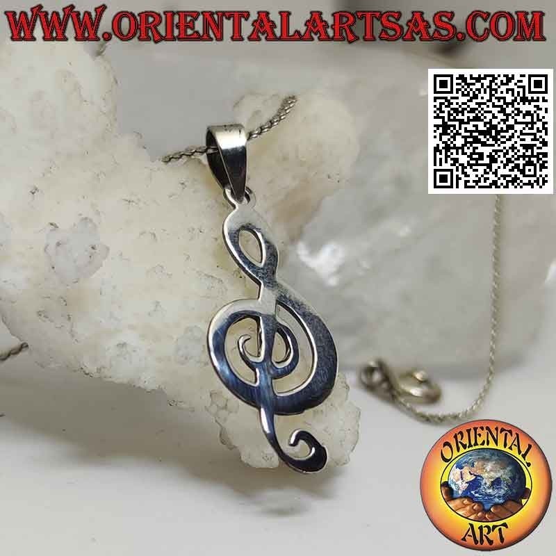 Colgante de plata, clave de sol o clave de sol gruesa plana