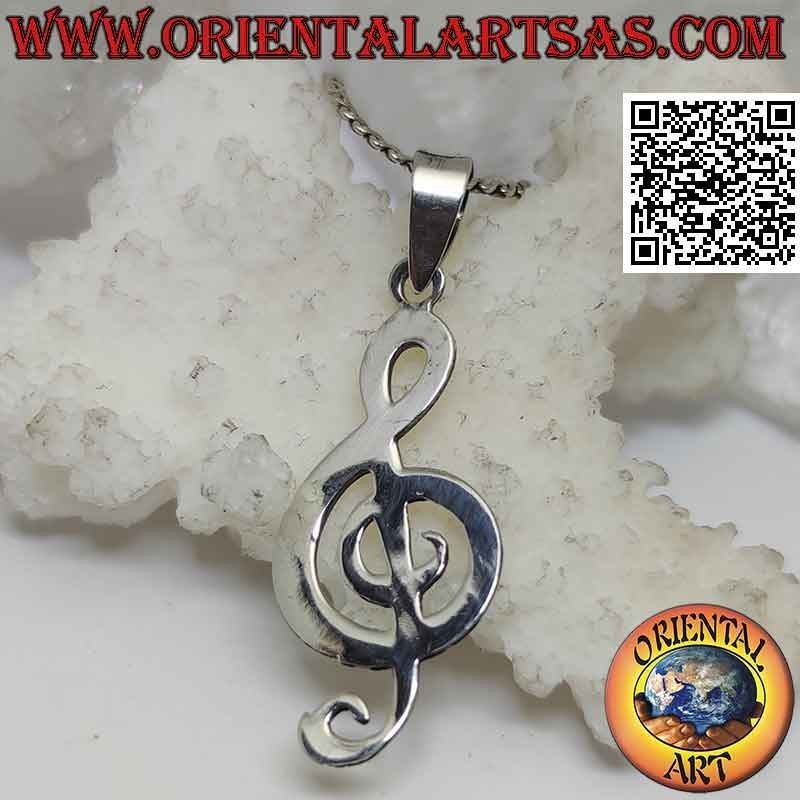 Colgante de plata, clave de sol o clave de sol gruesa plana