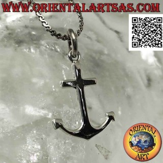 Colgante de plata, ancla plana lisa