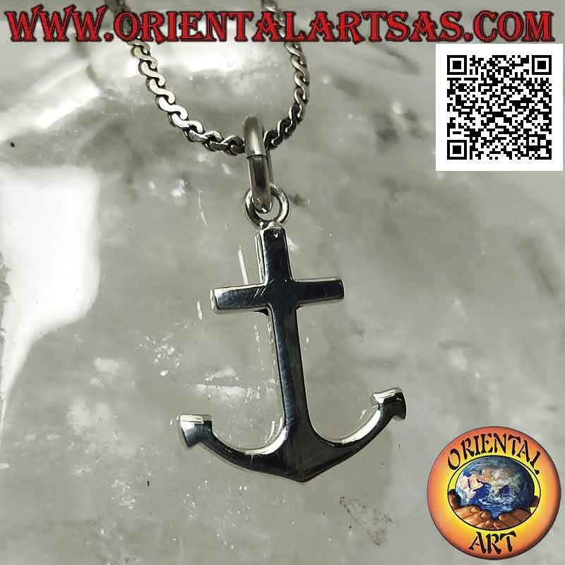Silver pendant, smooth flat anchor