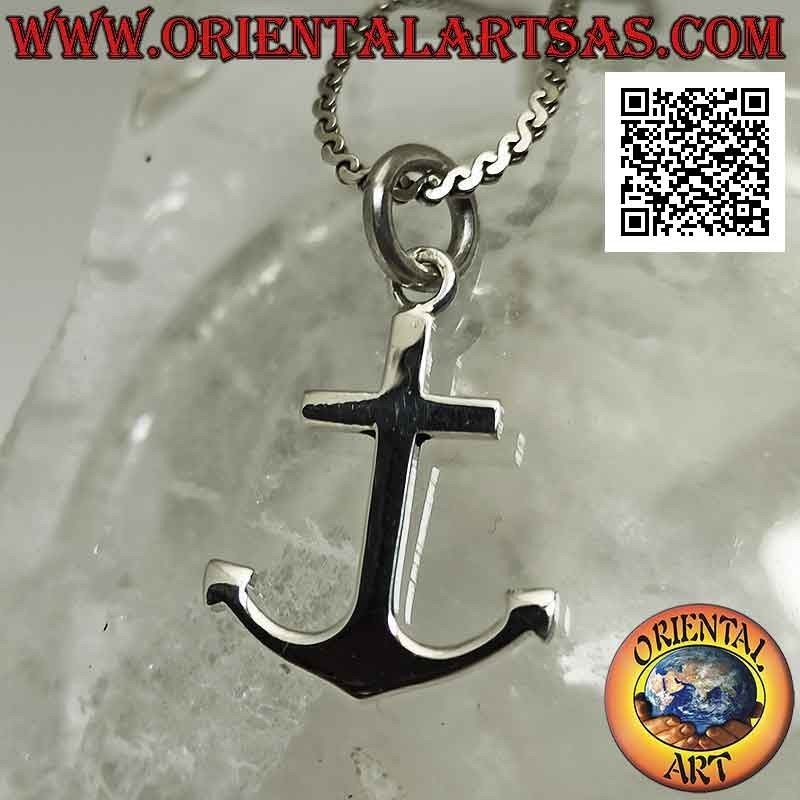 Silver pendant, smooth flat anchor