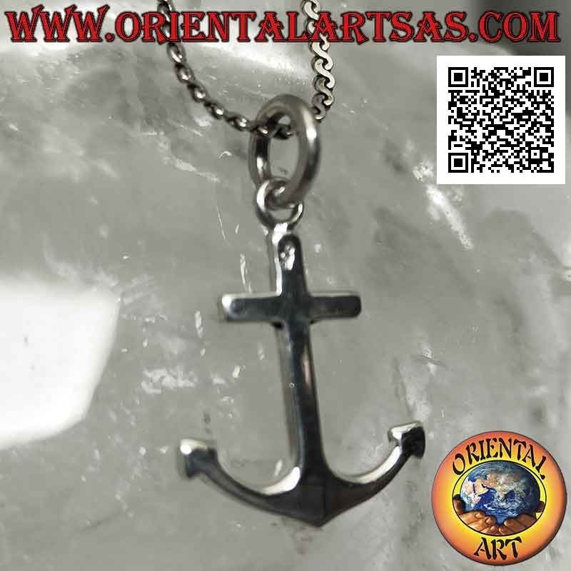 Silver pendant, smooth flat anchor