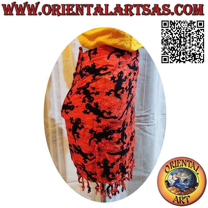 Minigonna pareo copricostume con lucertole (con frange)