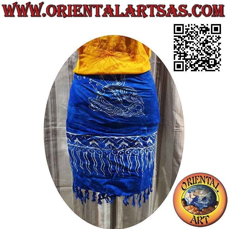 Pareo miniskirt cover-up with fish (fringes), type 11