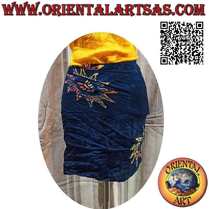 Mini skirt pareo cover-up with multicolor sun (simple)