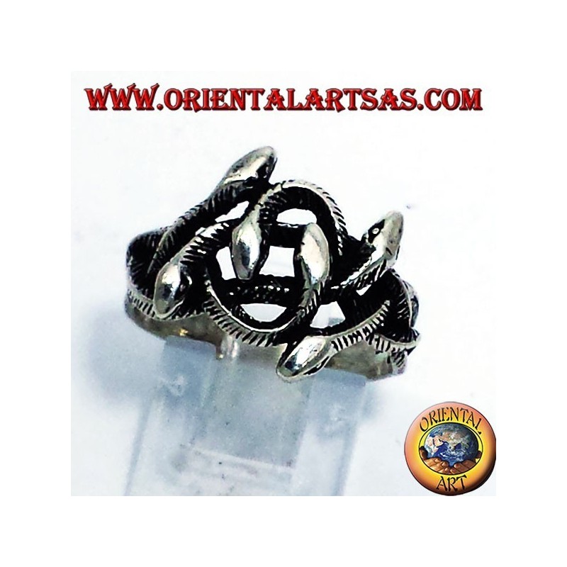 Silber Ringknoten von sechs Schlangen