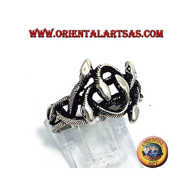 Anello in argento nodo di sei serpenti 