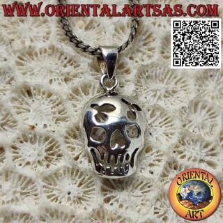 Silver pendant, the smiling skull with perforated forehead