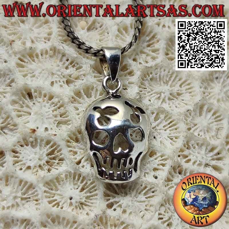 Silver pendant, the smiling skull with perforated forehead