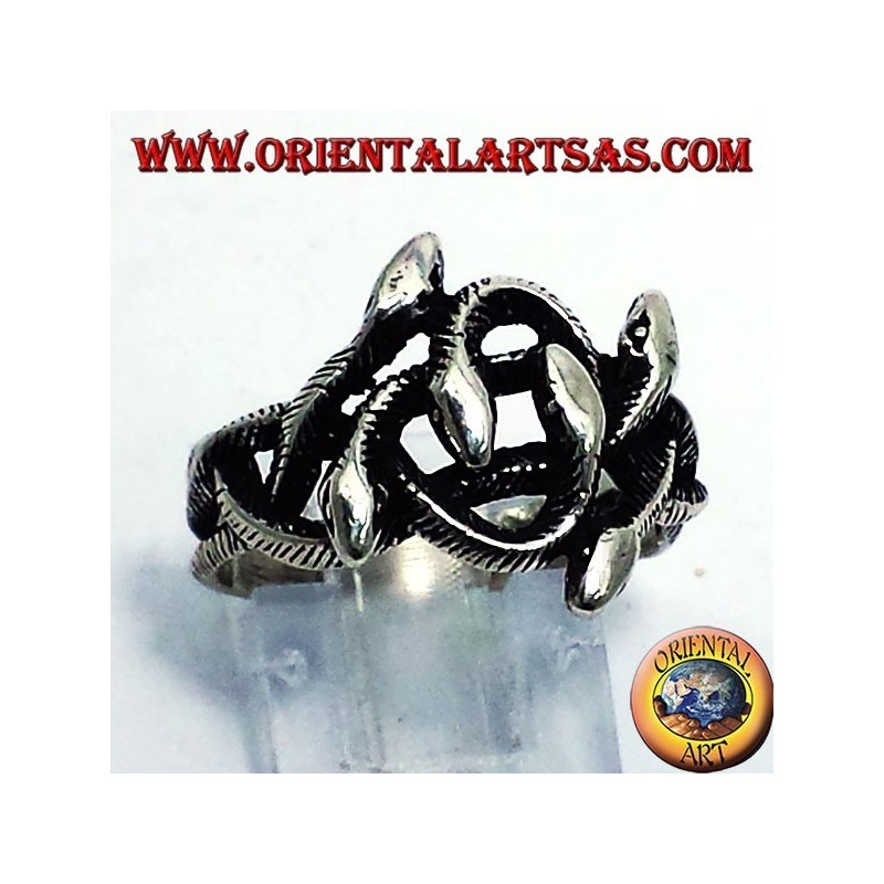 Anello in argento nodo di sei serpenti 