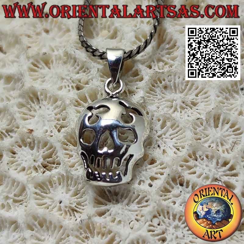Silver pendant, the smiling skull with perforated forehead