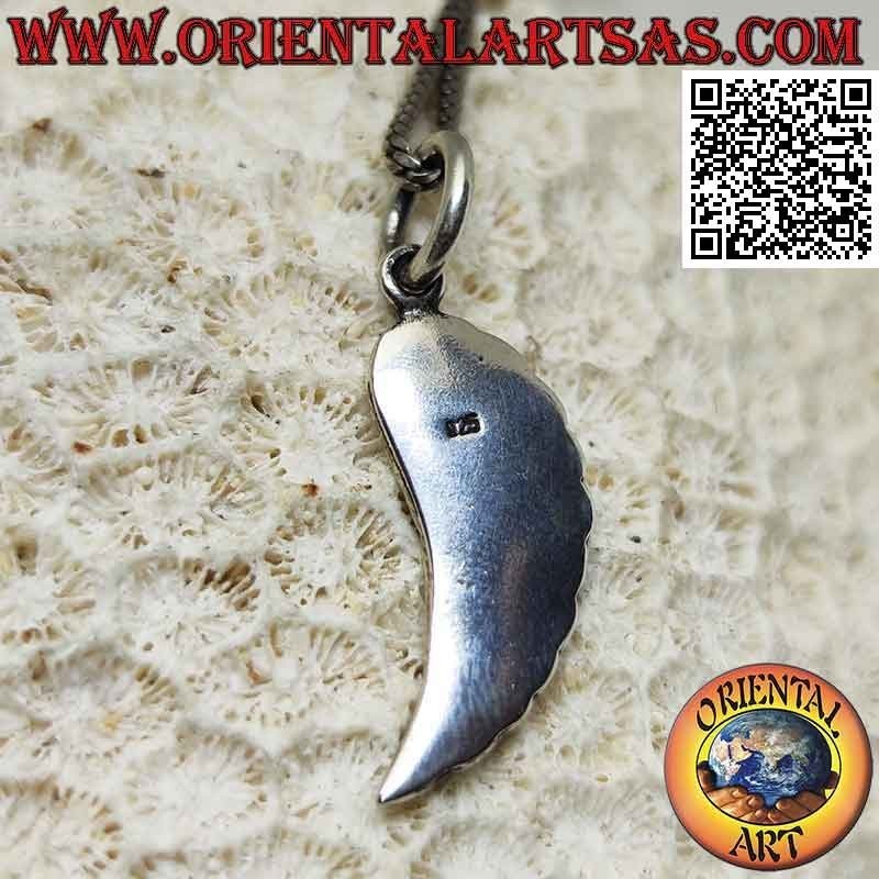 Pendentif en argent, aile d'ange aux ailes en relief arrondies