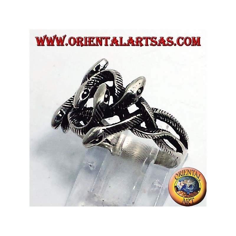 Silber Ringknoten von sechs Schlangen