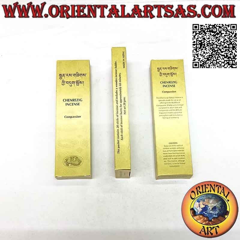 Incenso tibetano a stick di alta qualità "Chenrezig" - amore e compassione (20 grammi - 20 bastoncini)