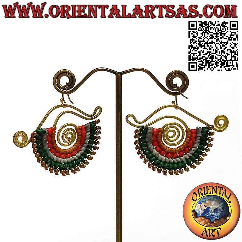 Handmade earrings in golden brass and macramé technique (1)