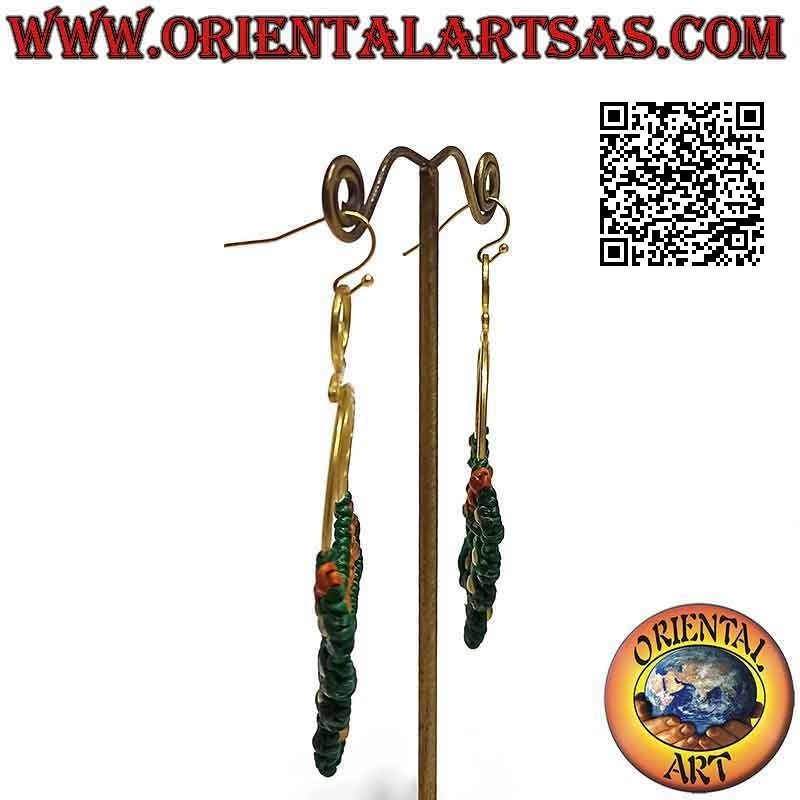 Handmade earrings in golden brass and macramé technique (2)