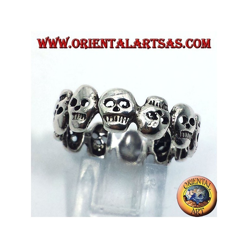 sujetar cráneos anillo de plata