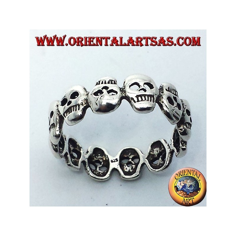 sujetar cráneos anillo de plata