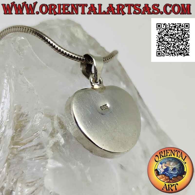 Ciondolo in argento a forma di cuore con madrepora rossa (corallo) a filo bordo