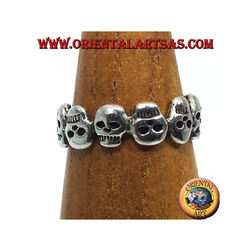 serrer crânes anneau argent